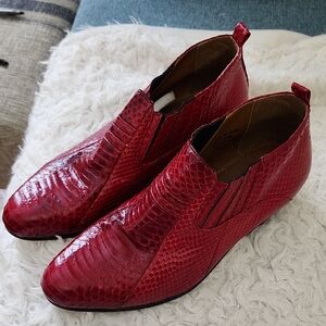 Geogio Butini Red Snakeskin Ankle Boots